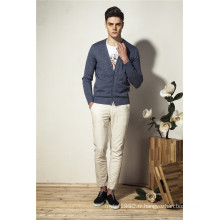 100% coton Pure Color V-Neck Knit Men Cardigan Tricots avec bouton